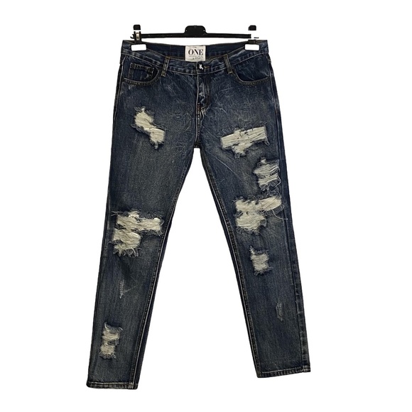 ONE By ONE TEASPOON Awesome Baggies Distressed Dark Wash Blue Jeans Grunge 28 - Picture 3 of 16